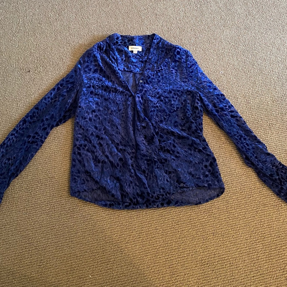 L’Agence Animal Print Velvet Silk Blouse